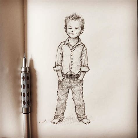 How to Draw a Little Boy Sitting Down - Nesecale Thiptin