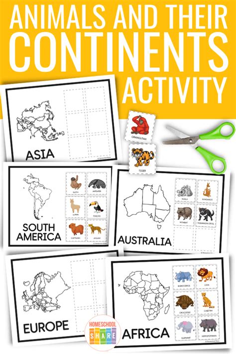 Animals and Their Continents Worksheet Set - Homeschool Share