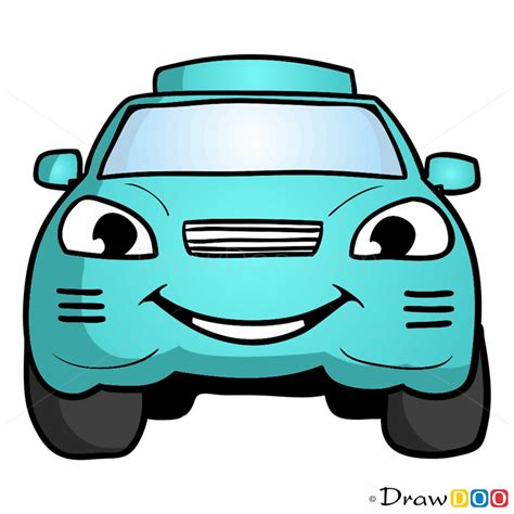 How to Draw Turquoise Car, Cartoon Cars