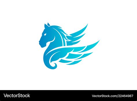 Blue horse pegasus logo Royalty Free Vector Image