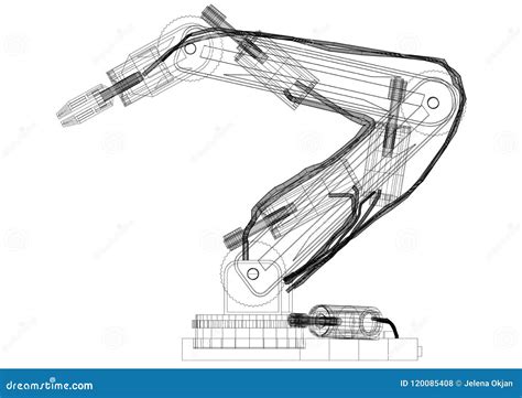 Robotic Arm Design Architect Blueprint - Isolated Stock Illustration ...