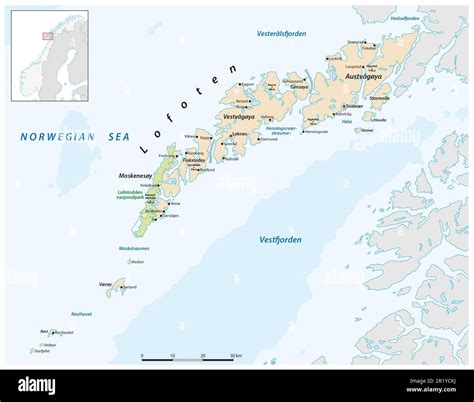 Vector map of the Norwegian archipelago Lofoten Stock Photo - Alamy