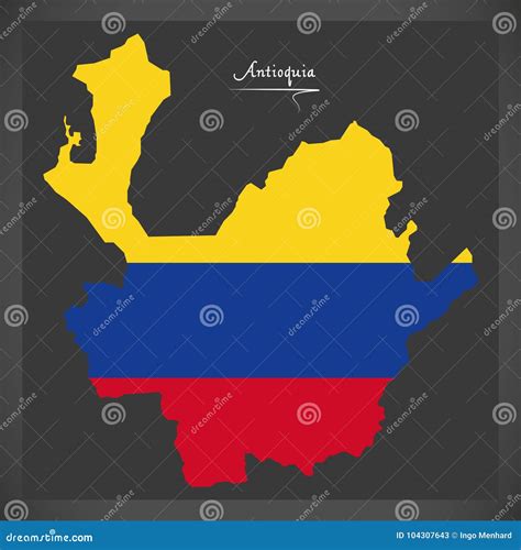 Antioquia Map of Colombia with Colombian National Flag Illustration ...