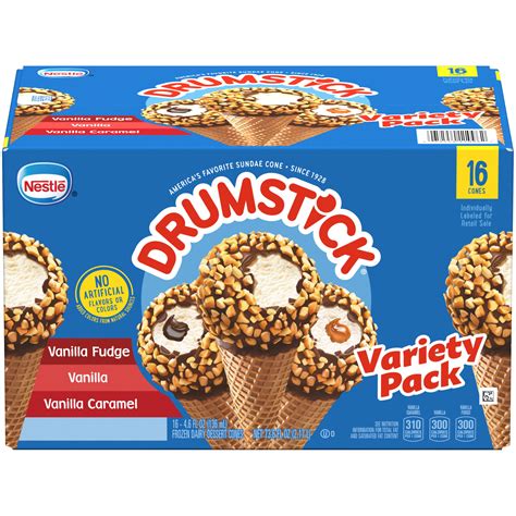 DRUMSTICK Variety Pack, Vanilla, Vanilla Fudge, Vanilla Caramel Sundae ...