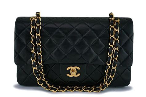 Chanel Black Lambskin Medium Classic Double Flap Bag 24k GHW