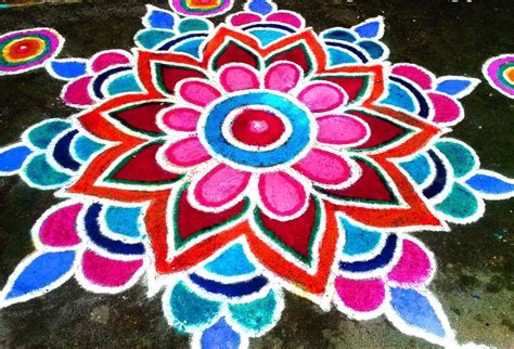 Diwali Rangoli Designs with Dots & Flowers {Deewali Rangoli}