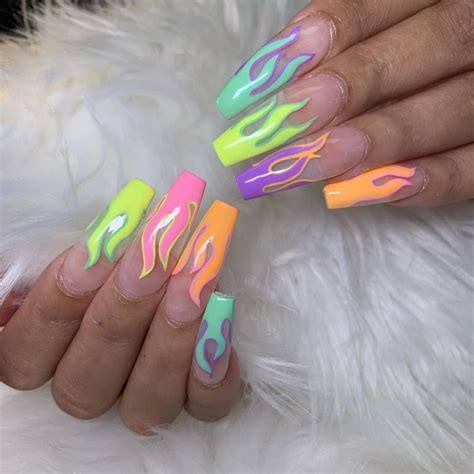 30+ Flame Nails Art Designs You Must Have in Summer 2019 | Flame nail ...