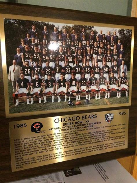 1985 #VINTAGE CHICAGO BEARS Super Bowl 20- 12X12 TEAM PHOTO & ROSTER ...