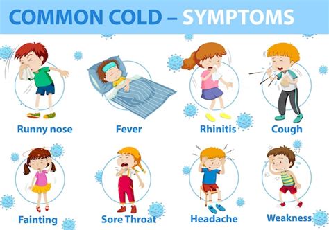 Free Vector | Common cold symptoms cartoon style infographic