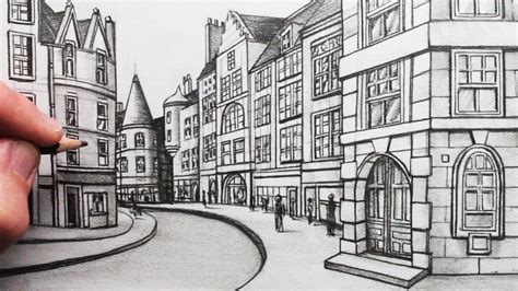 Streets of England drawing | Perspective drawing architecture, Building ...