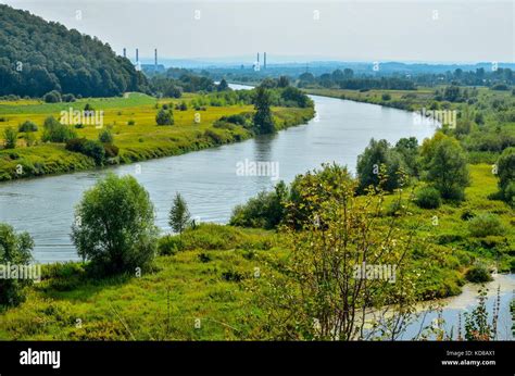 Vistula river in Poland. View from the hills in Tyniec on the longest ...