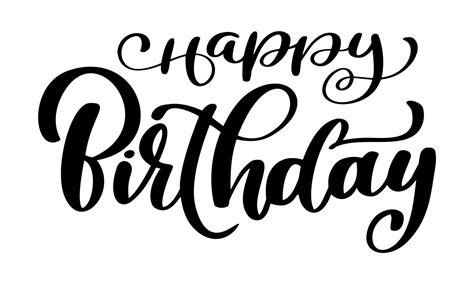 Feliz cumpleaños caligrafía texto negro. Invitación dibujada a mano ...