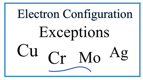 Electron Configuration Exceptions Examples: Cr, Cu, Ag, and Mo - YouTube