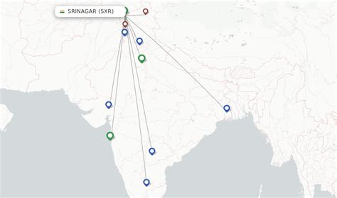 Direct (non-stop) flights from Srinagar (SXR) - FlightsFrom.com