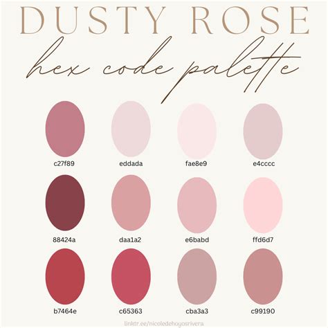 Dusty Rose Color Palette with Hex Codes and Instructions | Schreibideen