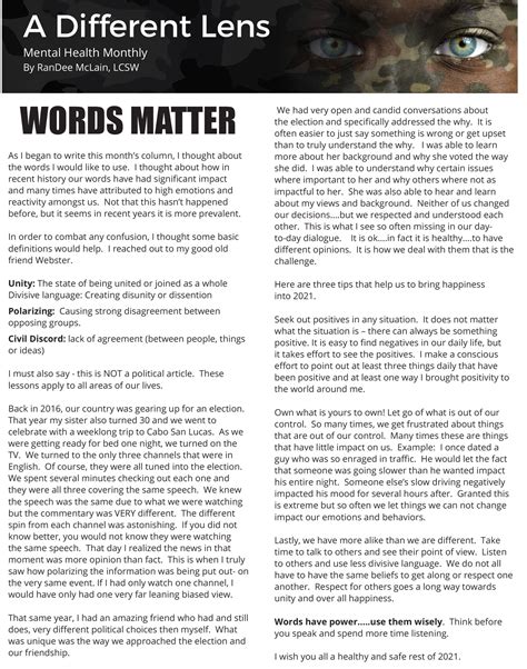 WORDS MATTER | Homeland Magazine