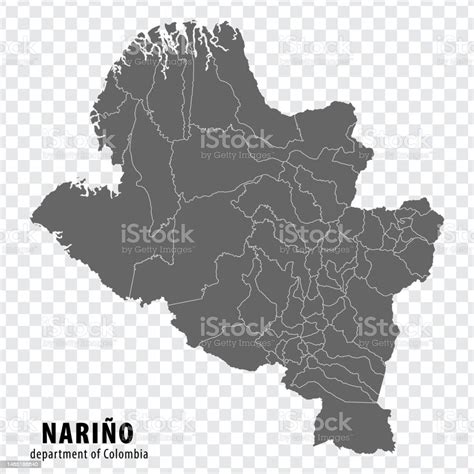 Narino Department Of Colombia Map On Transparent Background Blank Map ...