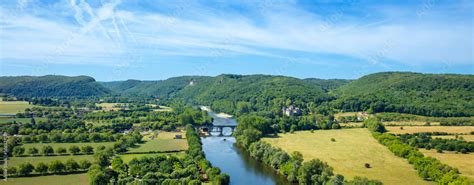 Dordogne- river and castle panoramic view Stock Photo | Adobe Stock