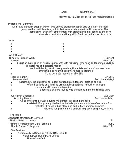 Disability Support Worker Resume Example & Templates [2025]