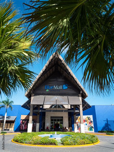 Dominican Republic - 19 February 2022: Entrance of shopping centre Blue ...