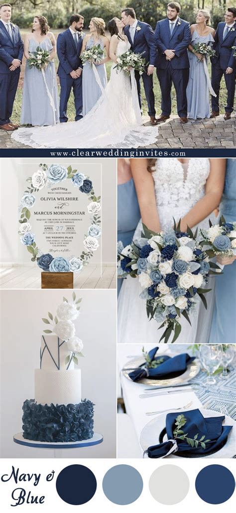 10 Popular Navy Blue Wedding Color Palette Ideas | Blue themed wedding ...