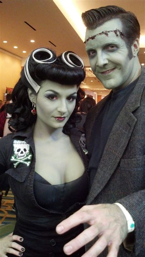 Rockabilly Bride of Frankenstein and Monster -- perfect shade of skin ...