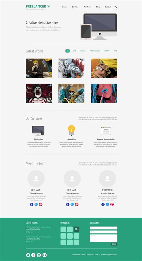 Free PSD: Minimalist One Page Website Template -DesignBump