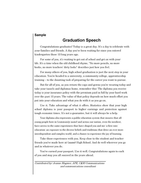 5Th Grade Graduation Speech Outline - Go-images Web