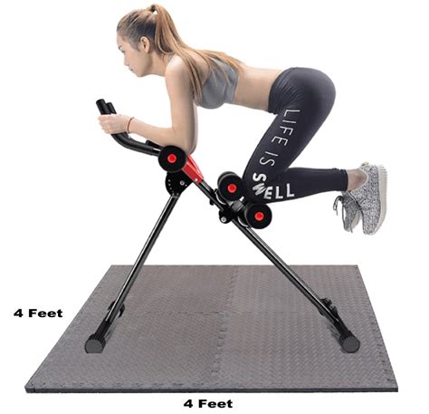 Adjustable Ab Crunch Machine with LCD Display & Puzzle Mat, Home Gym ...