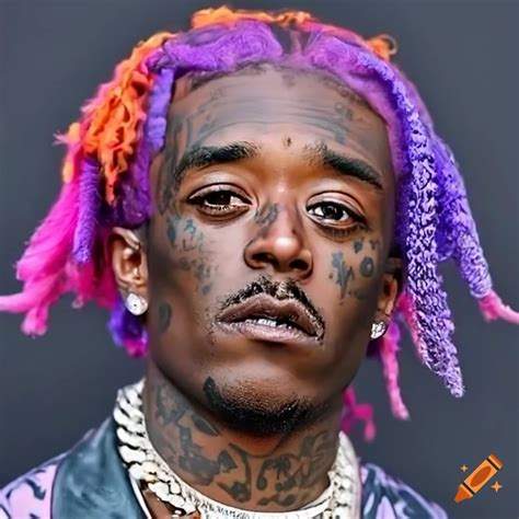 Lil uzi vert with pink and purple hair, with his real face and face ...