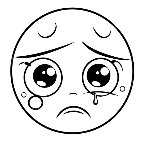 Cartoon Crying Face Coloring Pages Outline Sketch Drawing Vector, Sad ...