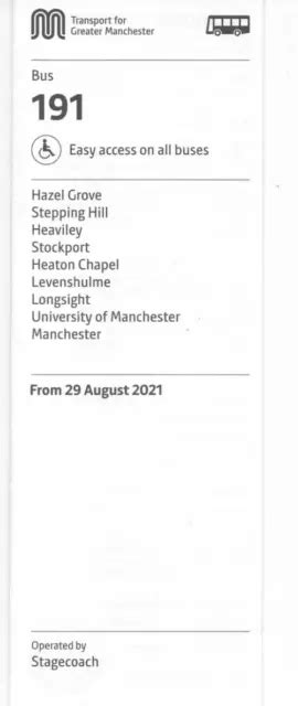 TFGM BUS TIMETABLE - 191 - Hazel Grove-Stockport-Manchester - August ...