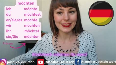 German modal verbs: möchten (conjugation - present tense) - YouTube