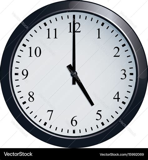 Wall clock set at 5 o clock Royalty Free Vector Image