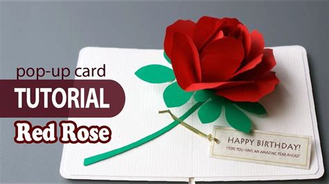 TUTORIAL__Red Rose (pop-up card) | ポップアップカード 花, ポップアップカード, 手作り ポップアップカード