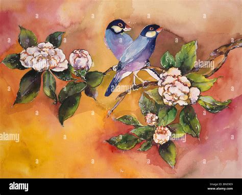 Japanese bird painting hi-res stock photography and images - Alamy