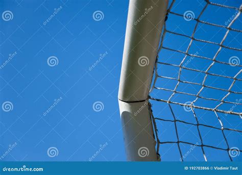 Soccer Ball in the Net of a Goal. Soccer Concept Stock Photo - Image of ...