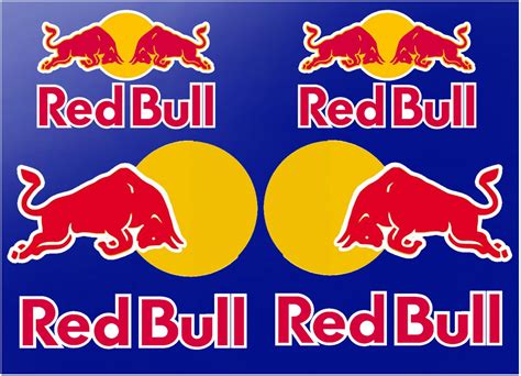 Red Bull (Large 15cm Set) Stickers x6 With No Background design, Motor ...