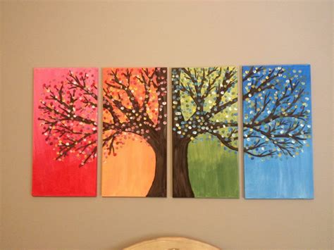 Four Seasons | Easy canvas painting, Easy canvas painting ideas, Canvas ...