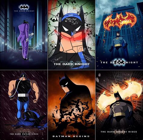 the batman movie posters are shown in four different colors and sizes ...