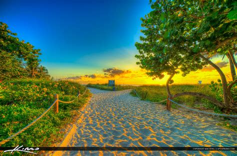 Beach Entrance Pompano Beach Fishing Pier at Sunrise