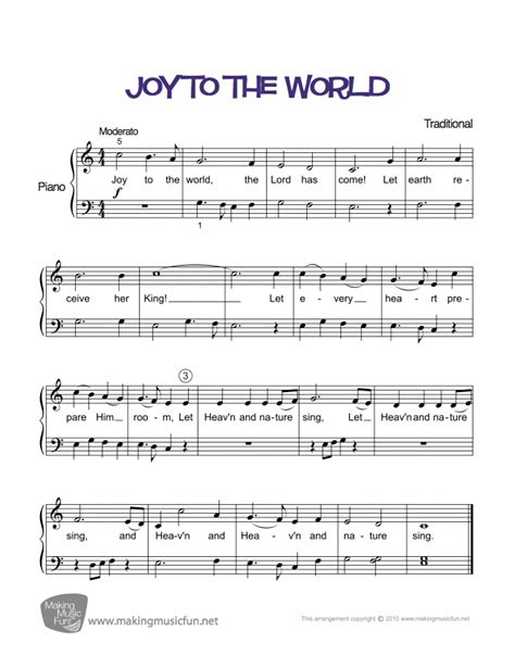 Joy to the World | Easy Piano Sheet Music (Digital Print) #pianoclasses ...