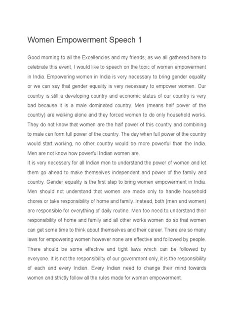 Women Empowerment Speech 1 | Empowerment | Gender Inequality