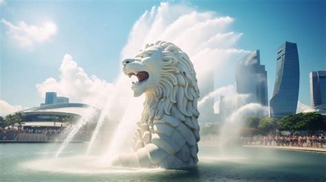 Premium Photo | Merlion fountain in singapore