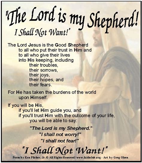 The Lord Is My Shepherd Prayer Printable