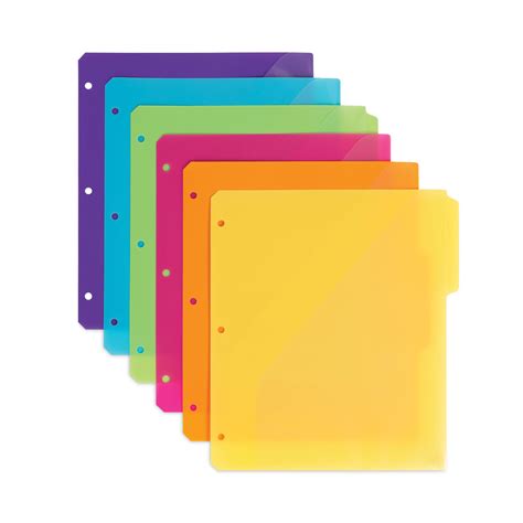 Three-Ring Binder Poly Index Dividers with Pocket, 9.75 x 11.25 ...