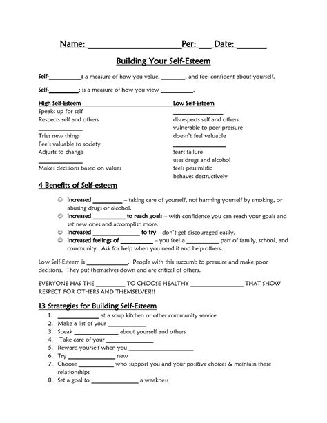 18 Self-Esteem Worksheets And Activities For Teens And Adults (+Pdfs ...