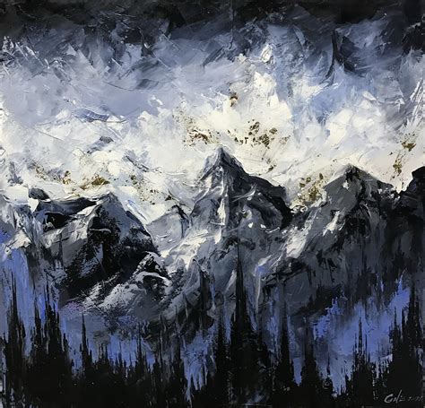 Snow Mountain Oil Painting Original Winter Oil Painting on - Etsy