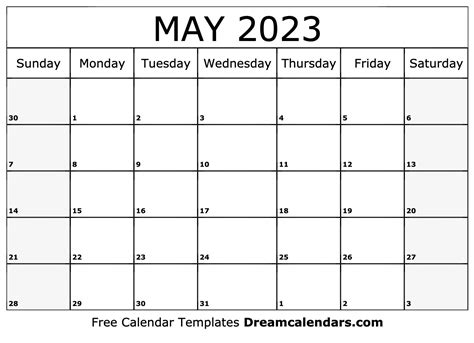 May 2023 Calendar - Free Printable with Holidays and Observances