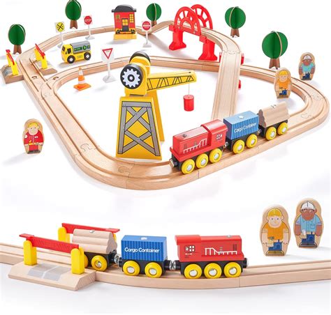 Crane Train Set-55Pcs- Pistas de madera & amp; Grúa | Ubuy Chile